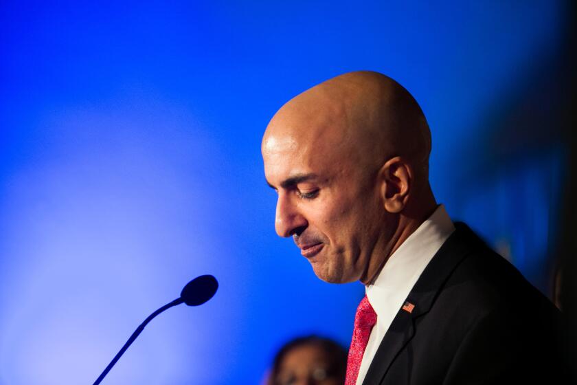 Republican candidate Neel Kashkari officially concedes to incumbent Gov. Jerry Brown in the gubernatorial race during Kashkari's election night party in Costa Mesa.