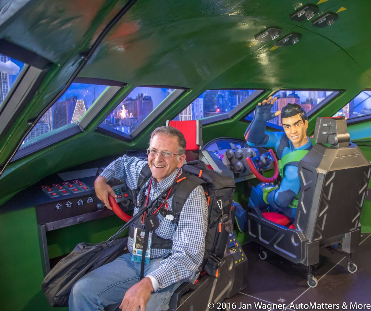 Jan in Thunderbird 2 interior at THUNDERBIRDS ARE GO San Diego Comic-Con 2016 experience