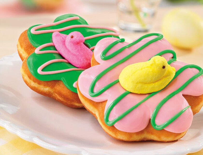 New Peeps doughnuts are headed for Dunkin' Donuts on Monday.