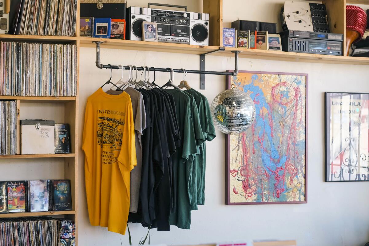 The interior of Twelves record store.