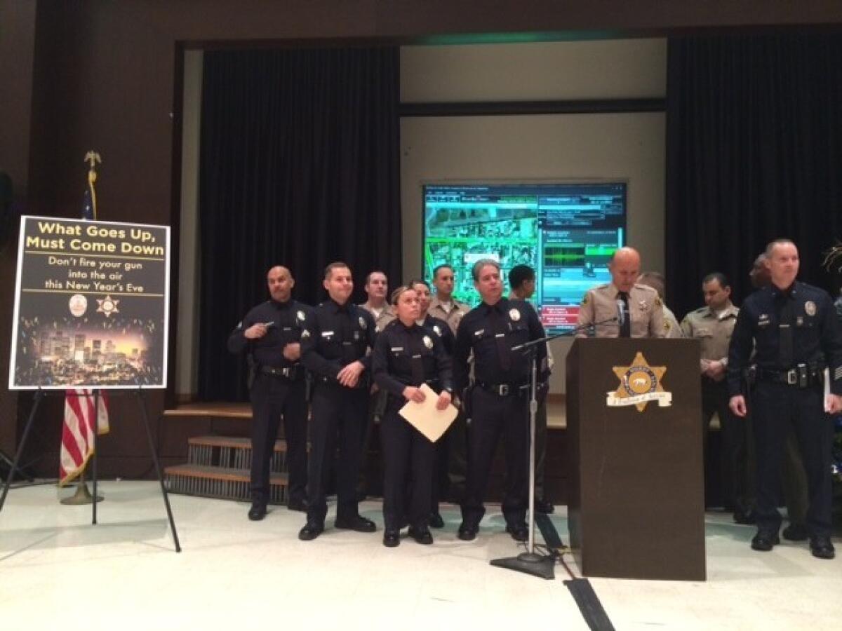 The sheriff's department and Los Angeles police held a news conference on Tuesday urging revelers not to fire celebratory gunshots on New Year's Eve.