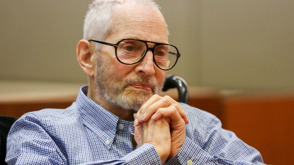 New York real estate scion Robert Durst appears in Los Angeles court for a pretrial hearing in his murder case. He has pleaded not guilty to killing his friend Susan Berman, a writer who was shot in her Benedict Canyon home in 2000.