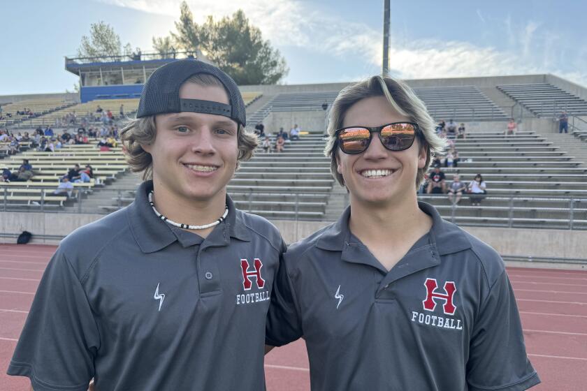 Brothers Matix (left) and Ryder Frithsmith are part of 10 sets of brothers playing football at Hart High.