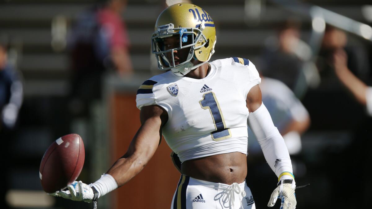 UCLA defensive back Ishmael Adams warms up before a game against Colorado in October 2014.