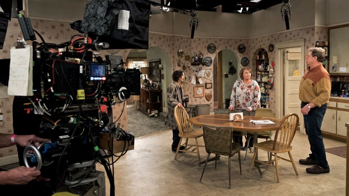 An episode of "Roseanne" is filmed on April 3.