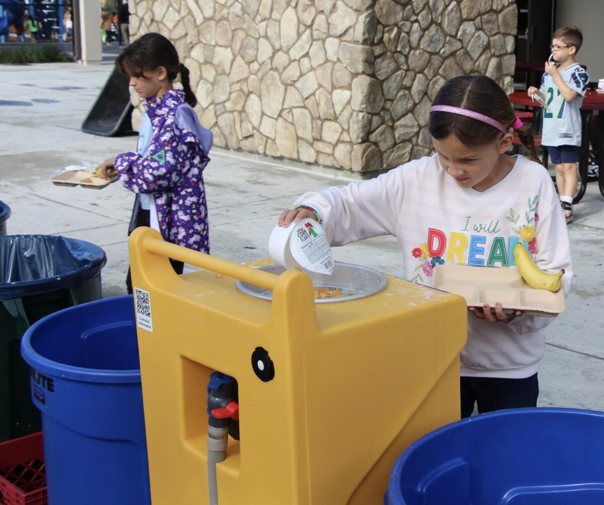 Solana Vista students using the fully impemented food waste system.