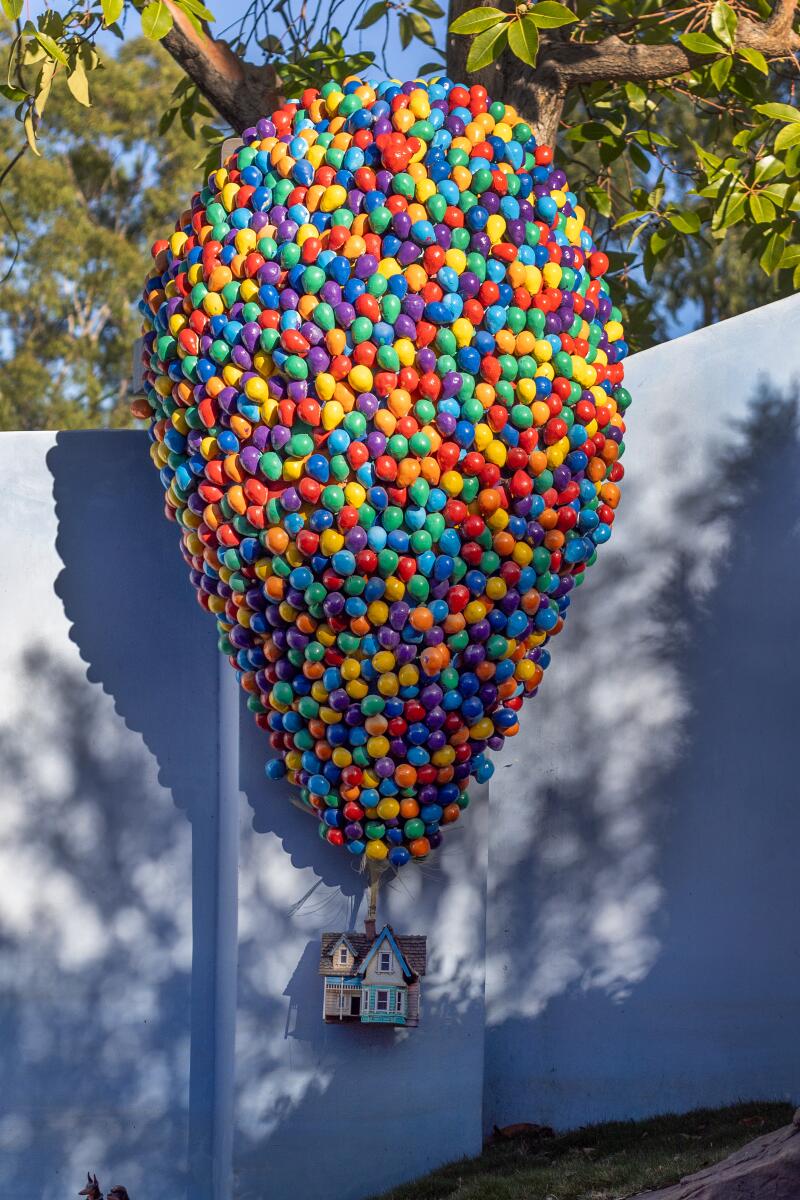 A miniature model of the floating balloon house from "Up."