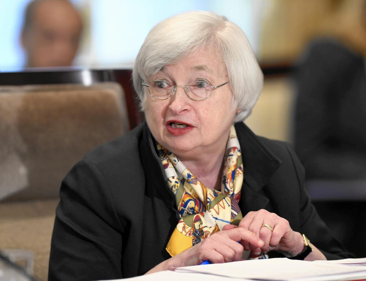 The Fed’s key short-term interest rate has been at rock bottom since December 2008, and the focus in the markets now shifts to when Fed Chairwoman Janet L. Yellen, above, and her colleagues might begin to raise it.