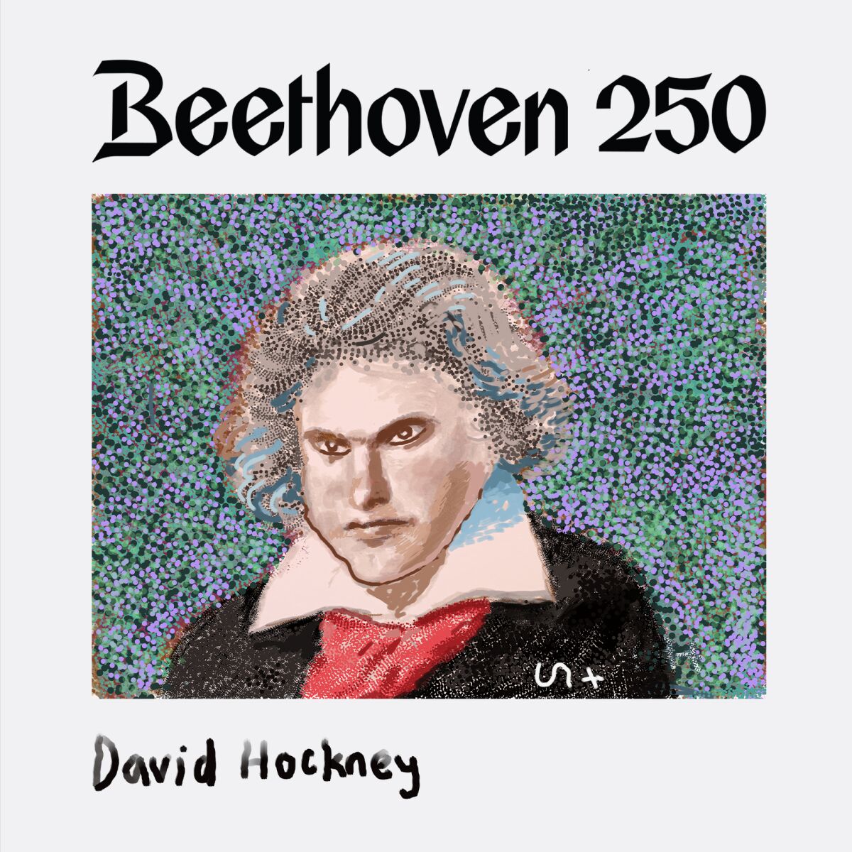 A portrait of Ludwig van Beethoven created by David Hockney on his iPad to celebrate the composer's 250th birthday.