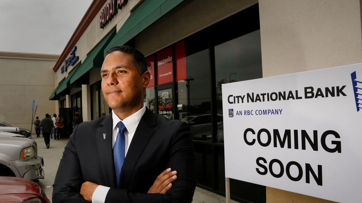 Peter Jackson will manage a new City National Bank branch set to open in L.A.'s Crenshaw neighborhood later this year. The branch marks a departure for the bank, which generally locates branches in more affluent areas.