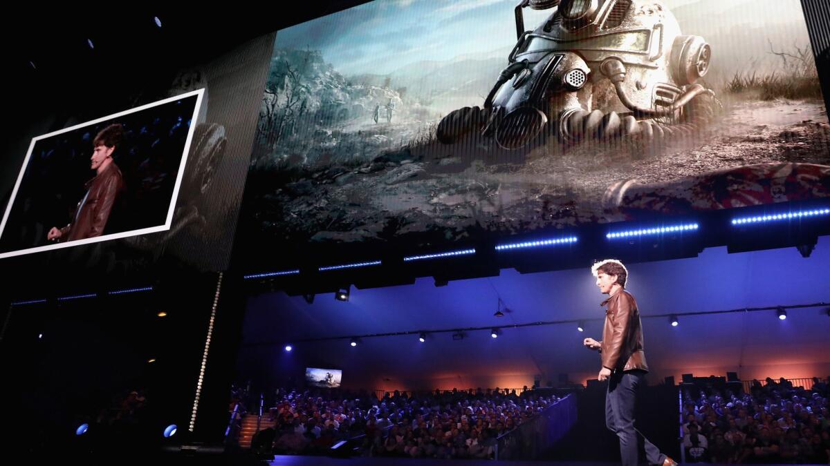 Todd Howard, director and executive producer at Bethesda Game Studios, during the Bethesda E3 conference in 2018 in L.A.