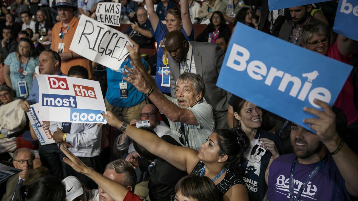 During the 2016 Democratic National Convention, Bernie Sanders supporters protested to the bitter end. 
