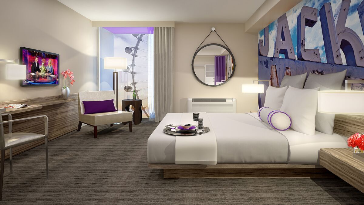 Guest room at the Linq in Las Vegas