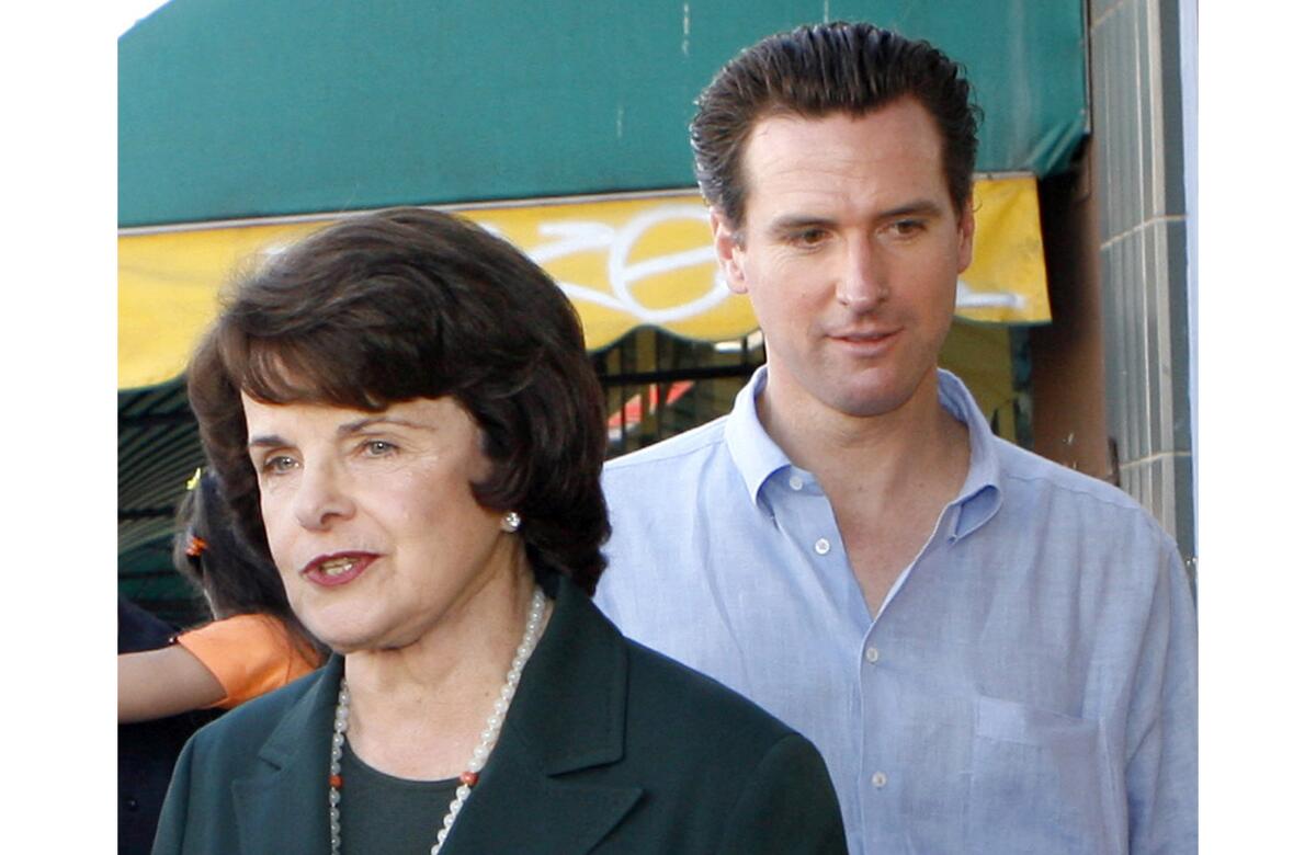 October 2006 photo of Sen. Dianne Feinstein and then-San Francisco Mayor Gavin Newsom.