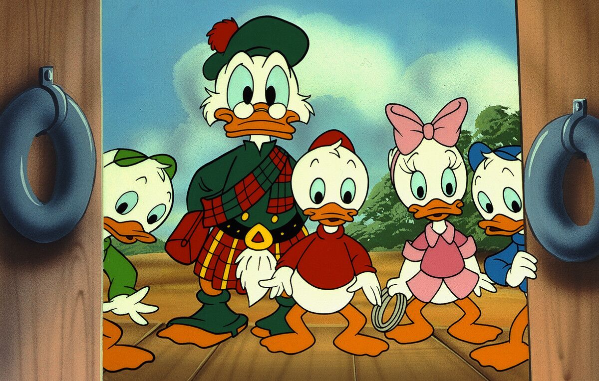 The original "Duck Tales" (pictured are Uncle Scrooge McDuck, with grandnephews Huey, Dewey and Louie and their friend Webby) will stream as part of the Disney+ package.