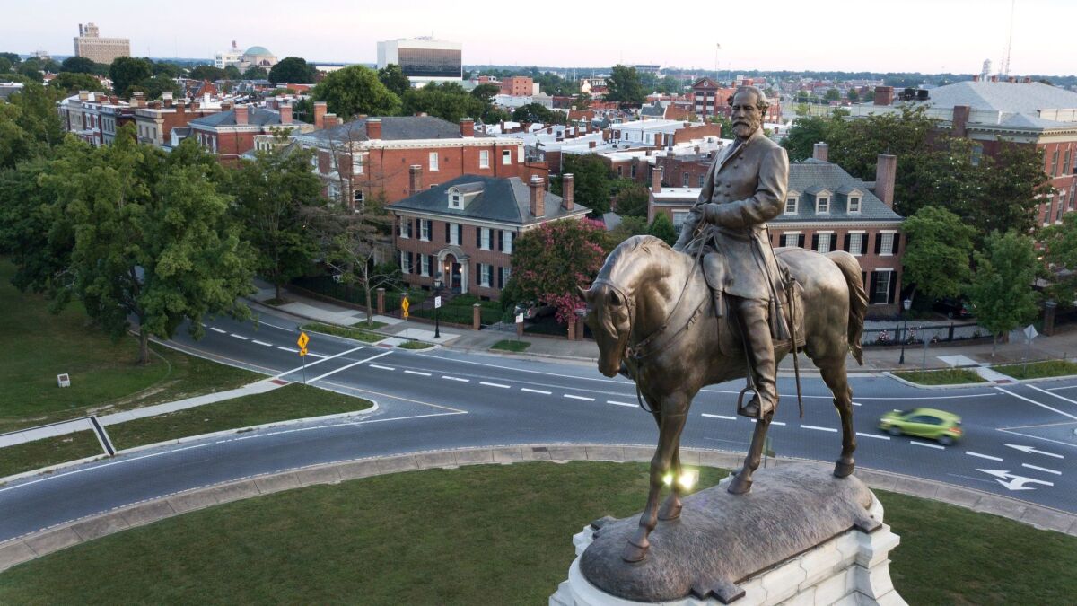 A monument to Confederate Gen. Robert E. Lee in Richmond, Va.