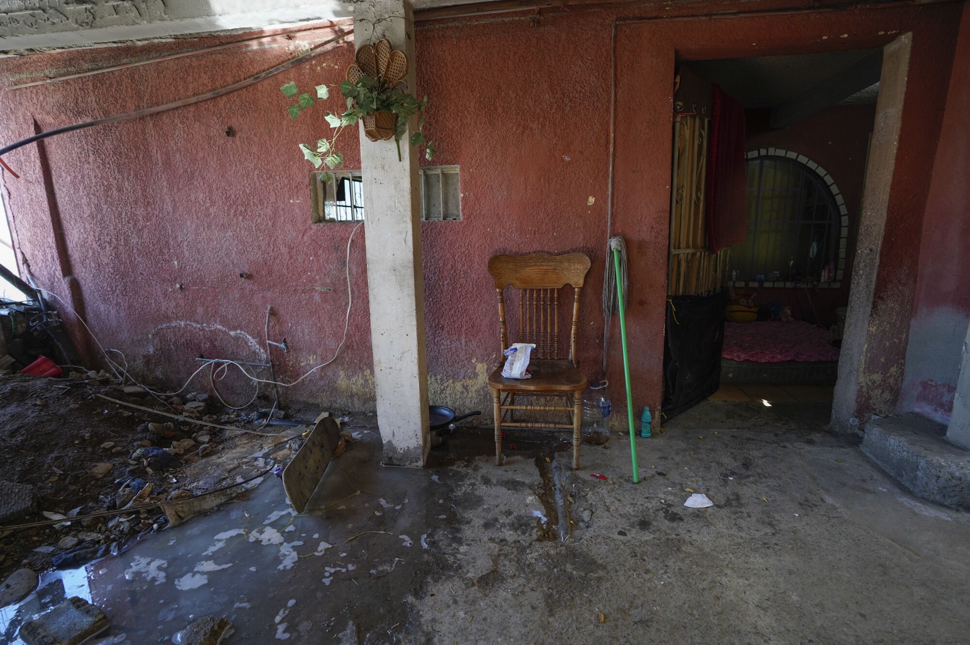A room with flood damage