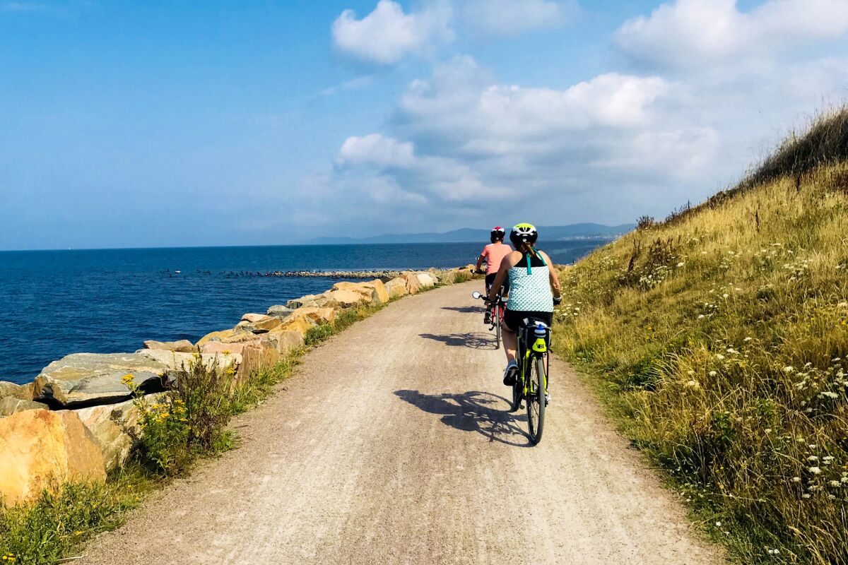 Designated routes for cyclists trace the Swedish coastline.