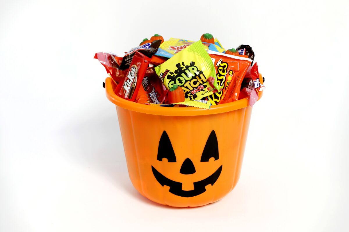Halloween tub of candy.