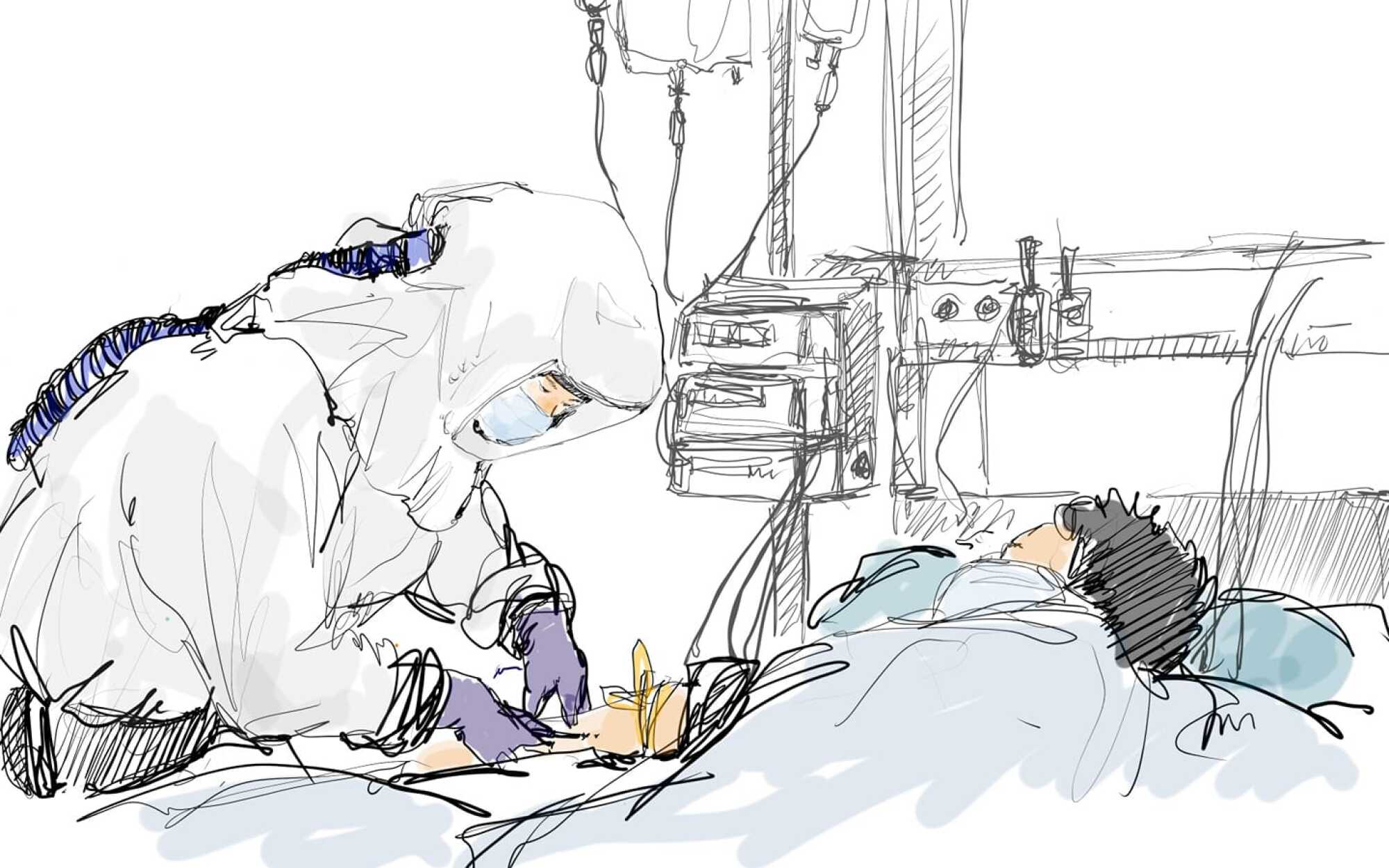Icu Nurse Sketches Heroes At A Coronavirus Isolation Ward Los