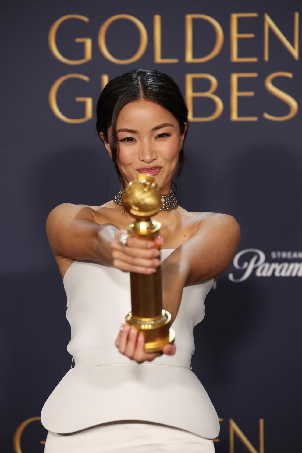 Golden Globe award trophy, representing the recognition Ayo Edebiri has received for her outstanding performances