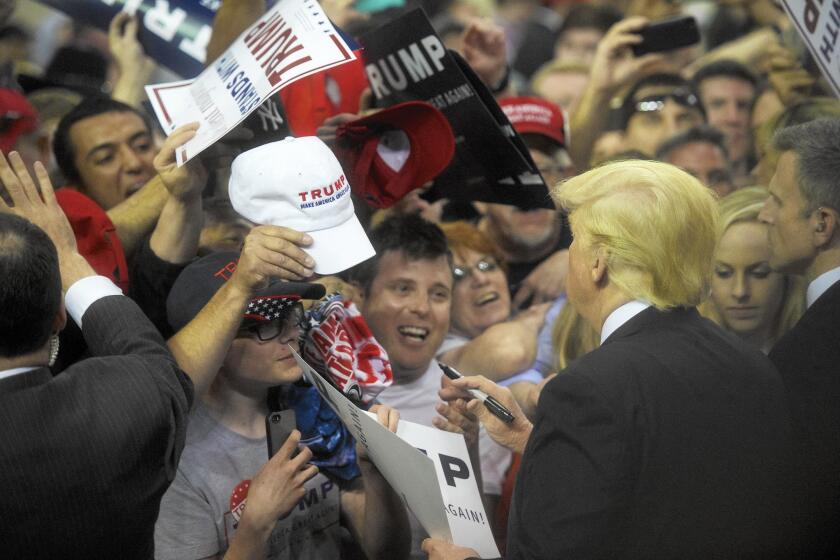 Donald Trump holds a rally in Harrisburg, Pa., on April 21.