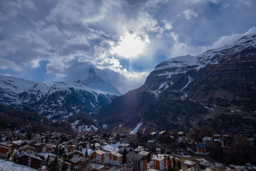 The car-free town of Zermatt in the German-speaking district of Visp.