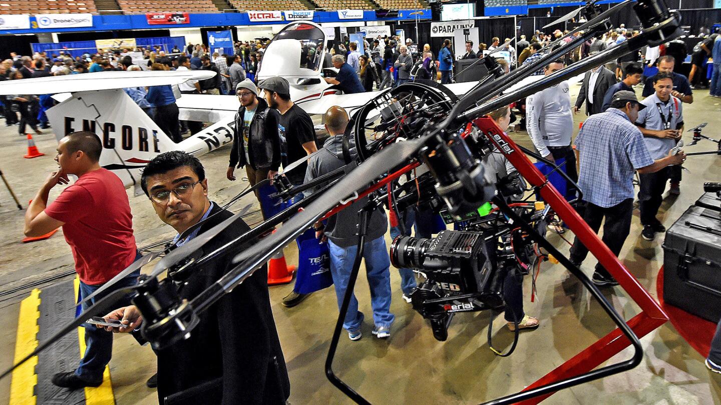 Several thousand people flocked to the L.A. Memorial Sports Arena near USC this month for the commercial drone industry's first expo.