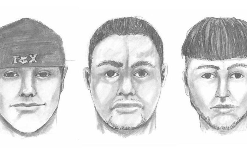 Investigators released Thursday sketches of three of the four men connected to a fatal shooting near Otay Mesa on July 28.