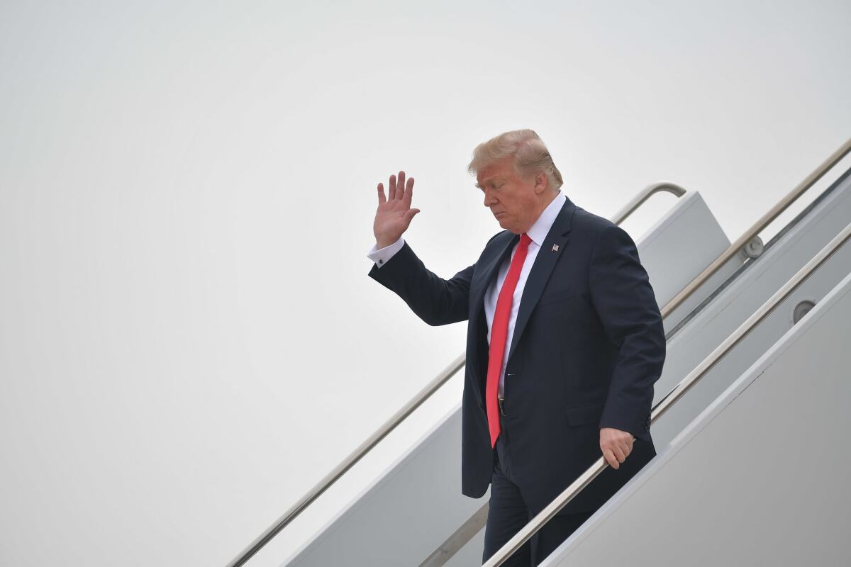 President Trump arrives in San Diego during a previous trip.