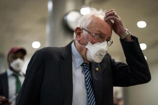 WASHINGTON, DC - MAY 11: Sen. Bernie Sanders (I-VT) heads to a vote, via the Senate subway on Capitol Hill on Wednesday, May 11, 2022 in Washington, DC. (Kent Nishimura / Los Angeles Times)