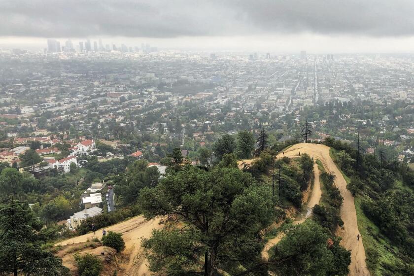 The trails of Griffith Park, seen here on Saturday, March 14, remain open. But virtually park facilities are closed.