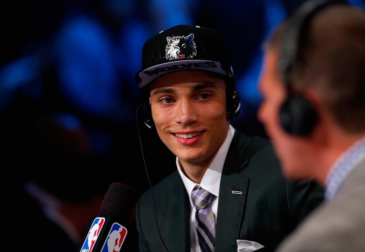 Zach LaVine will join three other former UCLA Bruins on the Timberwolves roster after Minnesota selected the shooting guard with the No. 13 pick in the NBA draft.