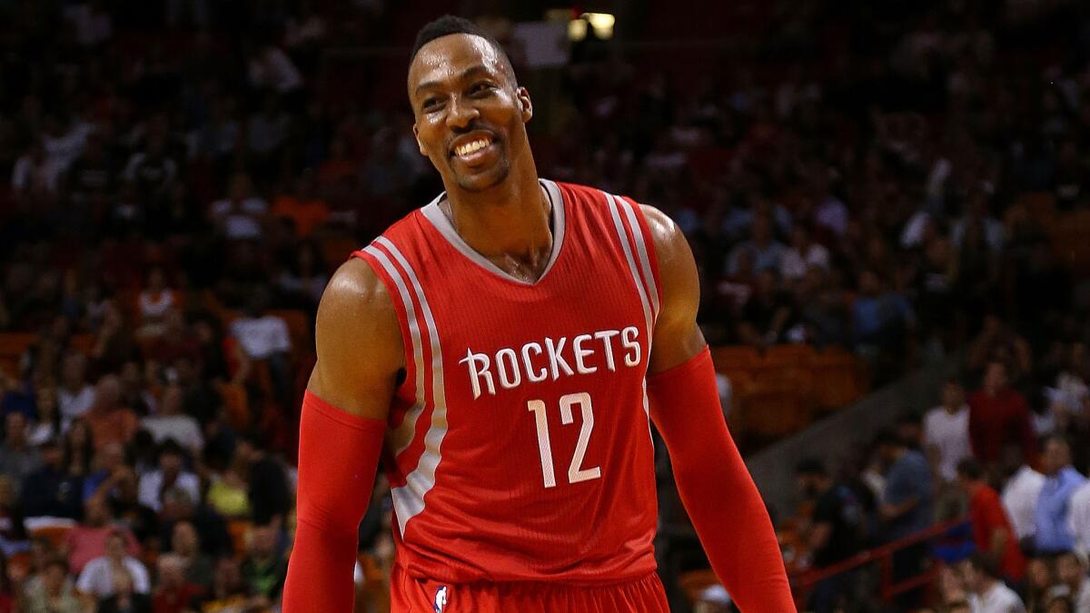 Houston Rockets forward Dwight Howard smiles during a win over the Miami Heat on Nov. 4.