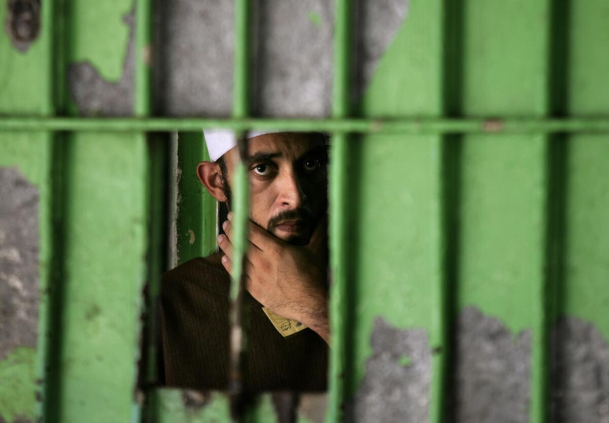 A Palestinian prisoner is seen at the Hamas-controlled Saraya prison in Gaza City in 2007. A human rights group says complaints of torture and other abuses rose again in 2013, particularly in the Gaza Strip.