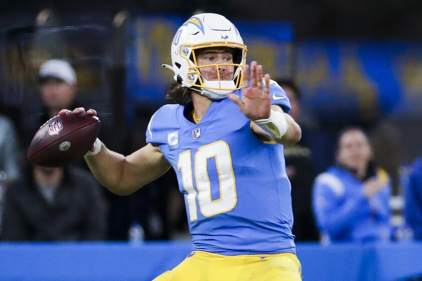 Los Angeles, CA - December 11: Los Angeles Chargers quarterback Justin Herbert.