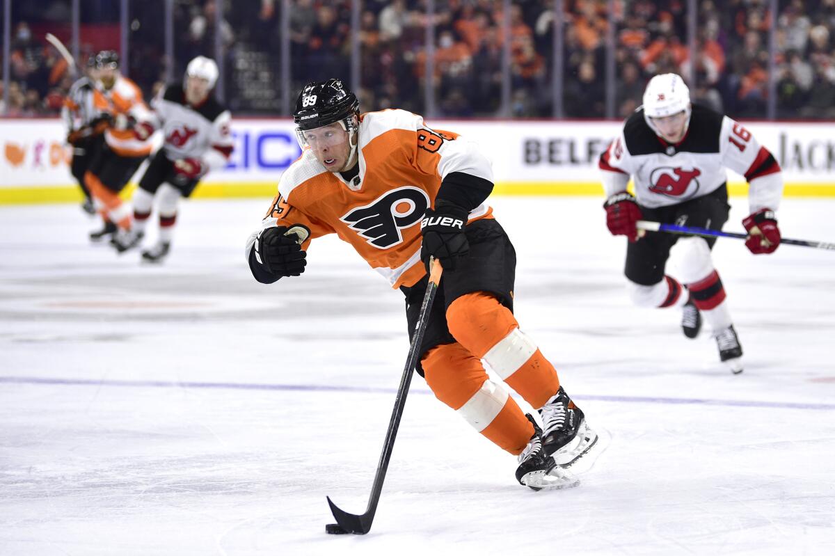 Atkinson's hat trick leads Flyers to 6-1 victory over Devils - The