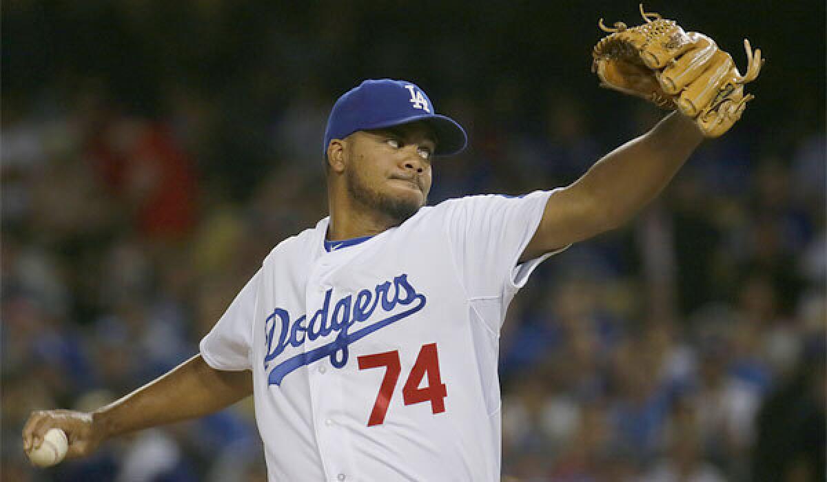 Kenley Jansen pitching against St. Louis in last fall's National League Championship Series.