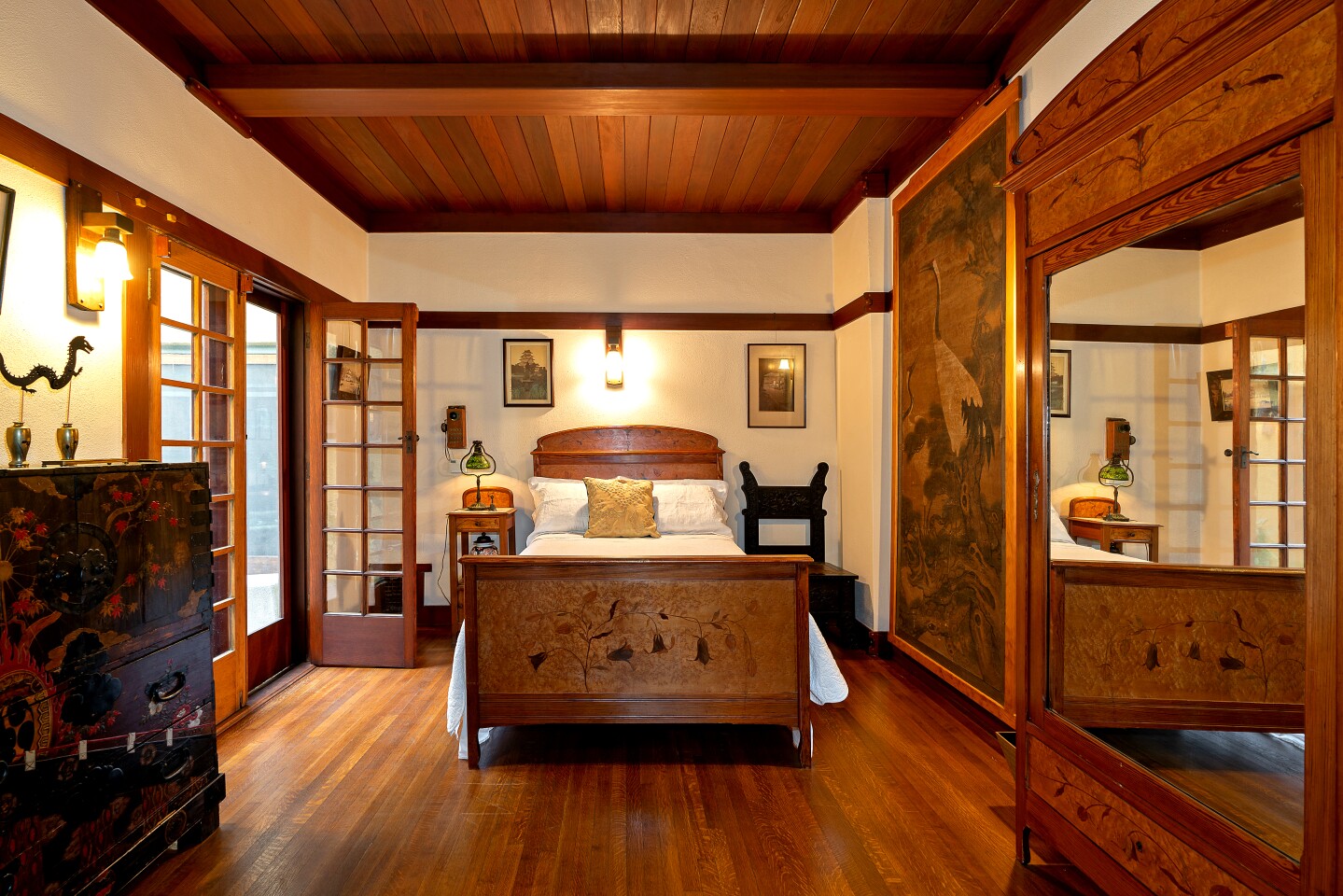 The Duncan-Irwin House in Pasadena has such Craftsman features as overhanging eaves, exposed rafter tails and clinker bricks. (Erik Grammer and Giovanni Rida for Sotheby’s International Realty)