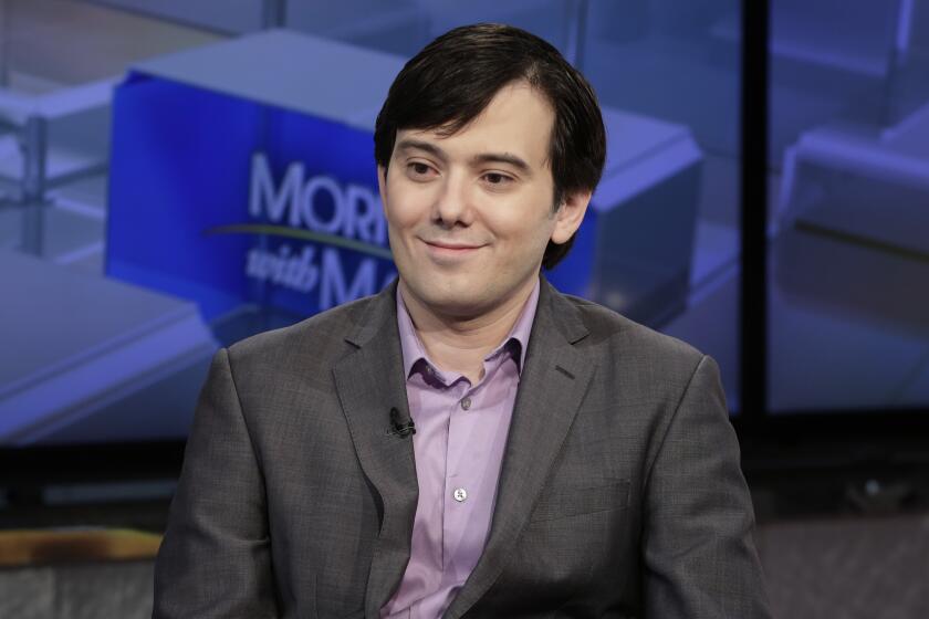 FILE - In this Aug. 15, 2017 photo, Martin Shkreli is interviewed on the Fox Business Network in New York. A judge rejected the request of the convicted pharmaceutical executive to be let out of prison to research a coronavirus treatment, noting that probation officials viewed that claim as the type of “delusional self-aggrandizing behavior” that led to his conviction. (AP Photo/Richard Drew, File)