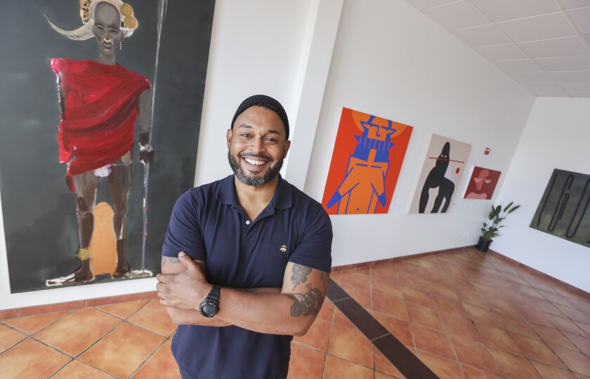 Kamaal Martin, photographed in the Pop-Up Art Gallery at Market Creek Plaza in southeastern San Diego.