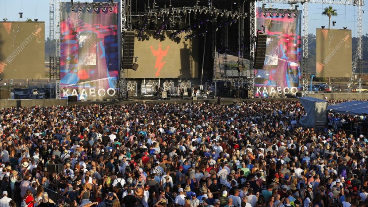 Fans surround the Grandview Stage as KAABOO Del Mar. The five-year-old festival was sold to Virgin Fest on Wednesday, Sept. 18.