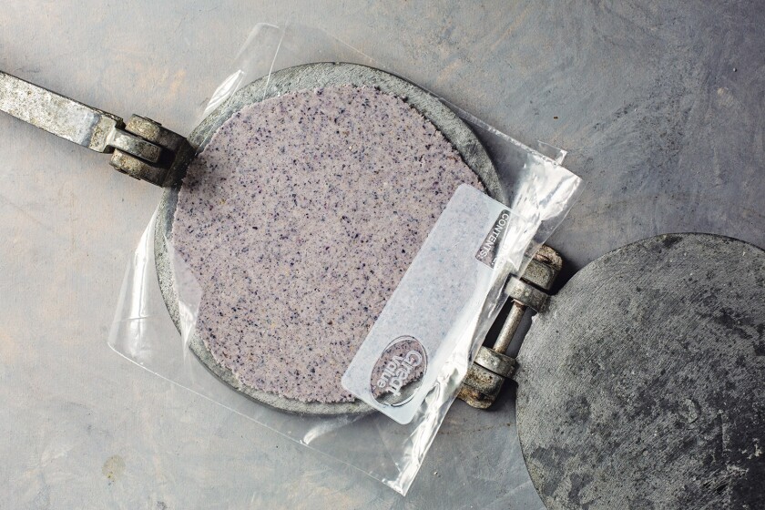 Blue corn tortillas are as easy to make at home as regular yellow corn tortillas.