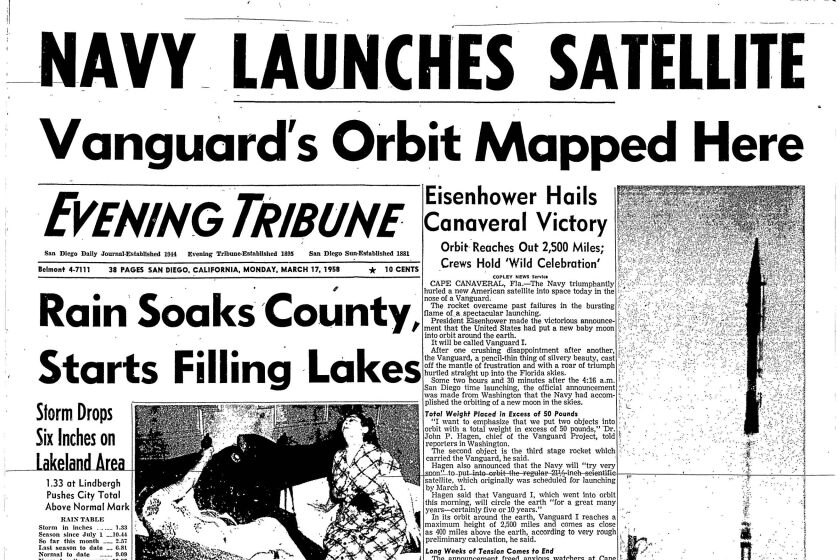 Front page of the Evening Tribune, Monday, May 17, 1958.