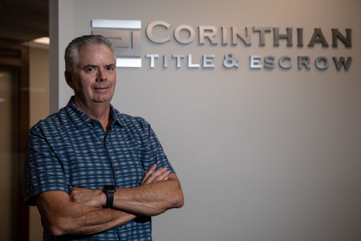 Corinthian Title President Michael Godwin at the company's office in Mission Valley.