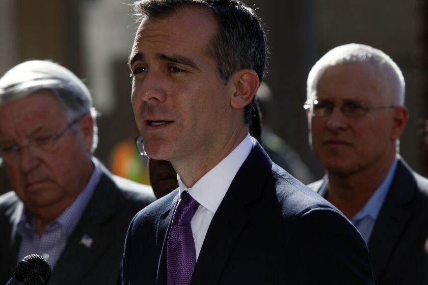 L.A. Mayor Eric Garcetti says the city is still primed for a new football stadium downtown, if someone steps forward to build it.