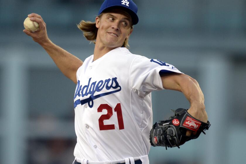 Dodgers starting pitcher Zack Greinke allowed only one run in seven innings against the Marlins.
