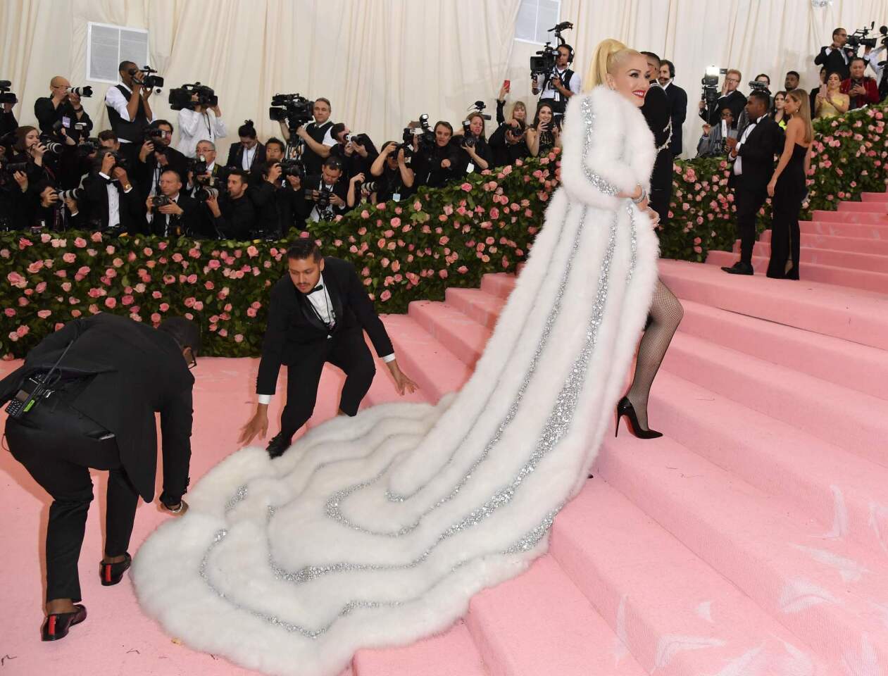 US singer-songwriter Gwen Stefani arrives for the 2019 Met Gala at the Metropolitan Museum of Art on May 6, 2019, in New York. - The Gala raises money for the Metropolitan Museum of Arts Costume Institute. The Gala's 2019 theme is Camp: Notes on Fashion" inspired by Susan Sontag's 1964 essay "Notes on Camp". (Photo by ANGELA WEISS / AFP)ANGELA WEISS/AFP/Getty Images ** OUTS - ELSENT, FPG, CM - OUTS * NM, PH, VA if sourced by CT, LA or MoD **