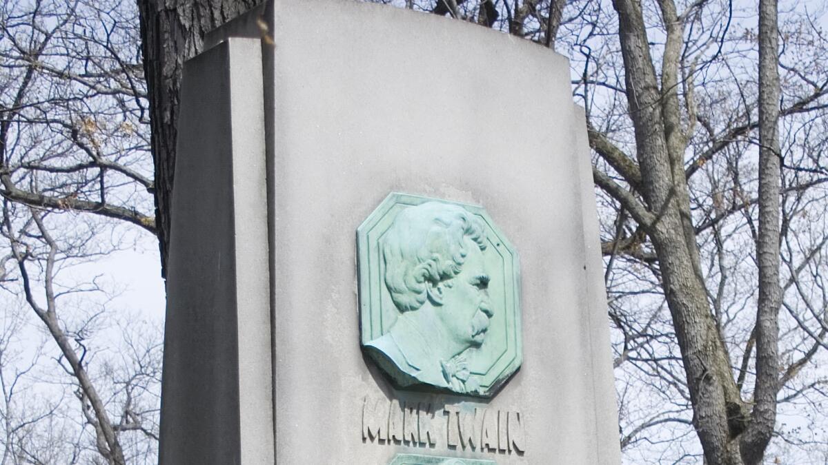 Mark Twain's plaque on his grave marker was stolen in late December.