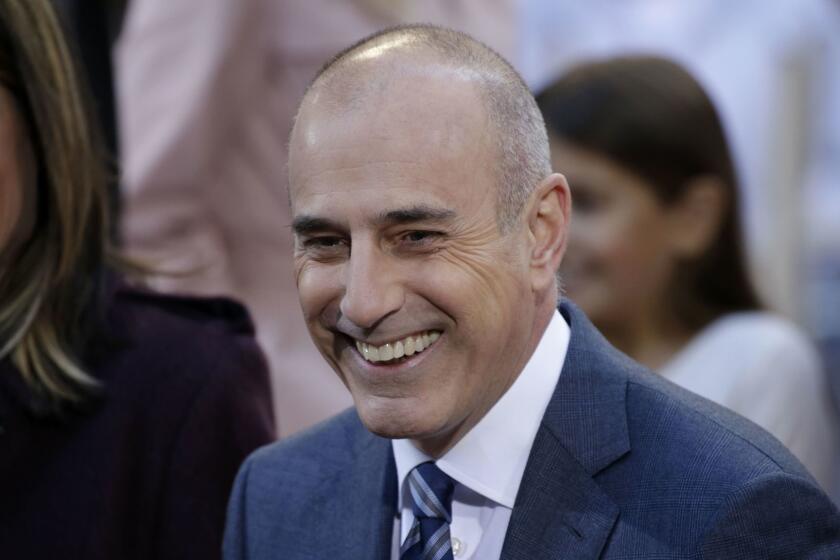 Mandatory Credit: Photo by PETER FOLEY/EPA-EFE/REX/Shutterstock (9252032f) Matt Lauer NBC news anchor Matt Lauer fired over sexual misconduct allegation, New York, USA - 21 Apr 2016 (FILE) - Matt Lauer, host of the Today Show, smiles during an appearance at a NBC Town Hall during a broadcast of the Today Show in Rockefeller Plaza in New York, New York, USA, 21 April 2016 (issued 30 November 2017). Matt Lauer, leading morning news anchor for NBC, has been fired due to sexual misconduct allegations the broadcast company announced on 29 November 2017. ** Usable by LA, CT and MoD ONLY **
